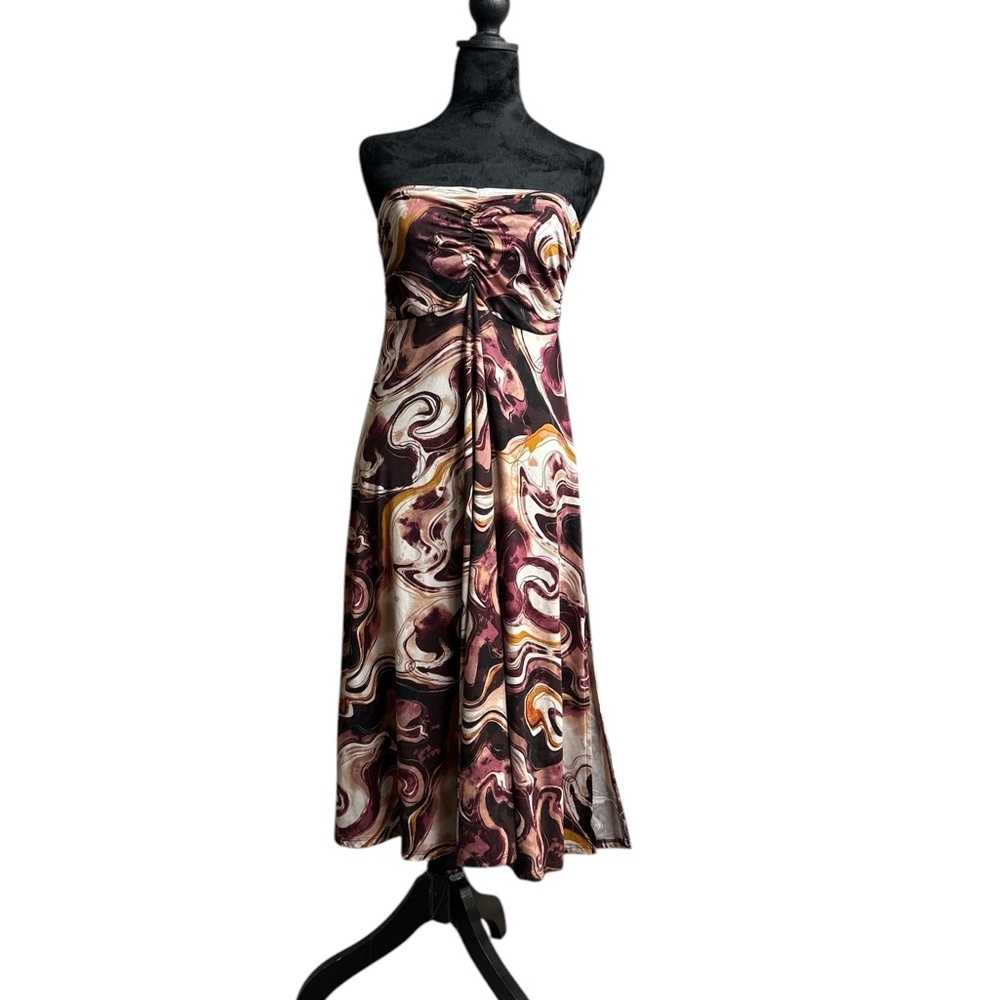 Womens (Small) Multicolor Swirl Strapless‎ Dress